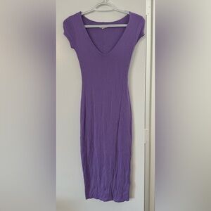 Double Lined V Neck Bodycon Midi Dress